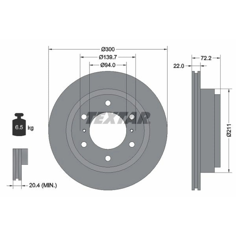 Textar 2 x Vented Rear Brake Discs 92135103-x2