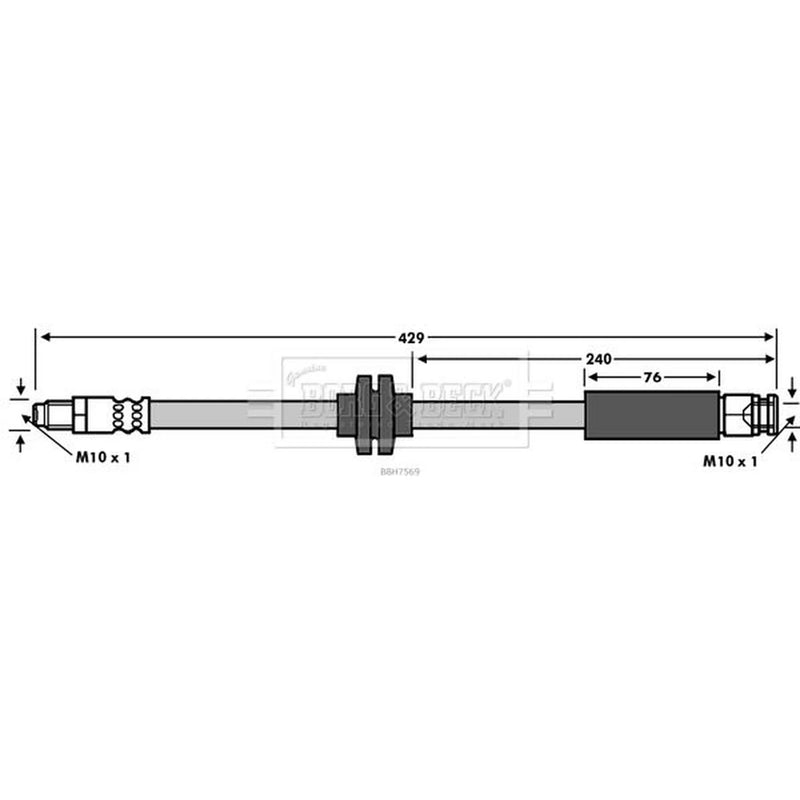 Borg & Beck Brake Hydraulic Hose Line Front Right BBH7569