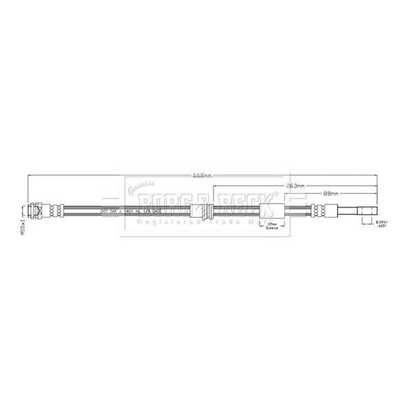 Borg & Beck Brake Hydraulic Hose Line Rear Right BBH8946