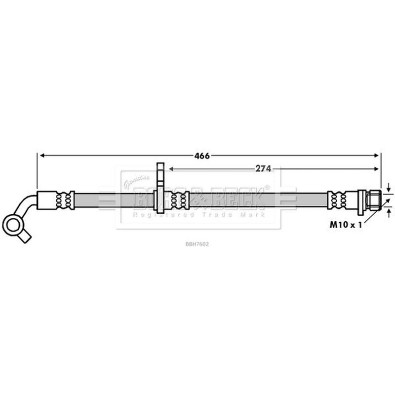 Borg & Beck Brake Hydraulic Hose Line Rear Right BBH7602