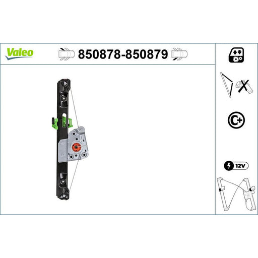 Valeo Electric Window Regulator Lifter Right Rear 850879