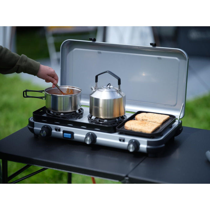 Campingaz Camping Kitchen 2 Multi-Cook Double Burner Portable Camping Gas Stove and Side Grill - Campingaz - Van Life Living