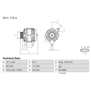Bosch Car Alternator 12V 0 986 086 140