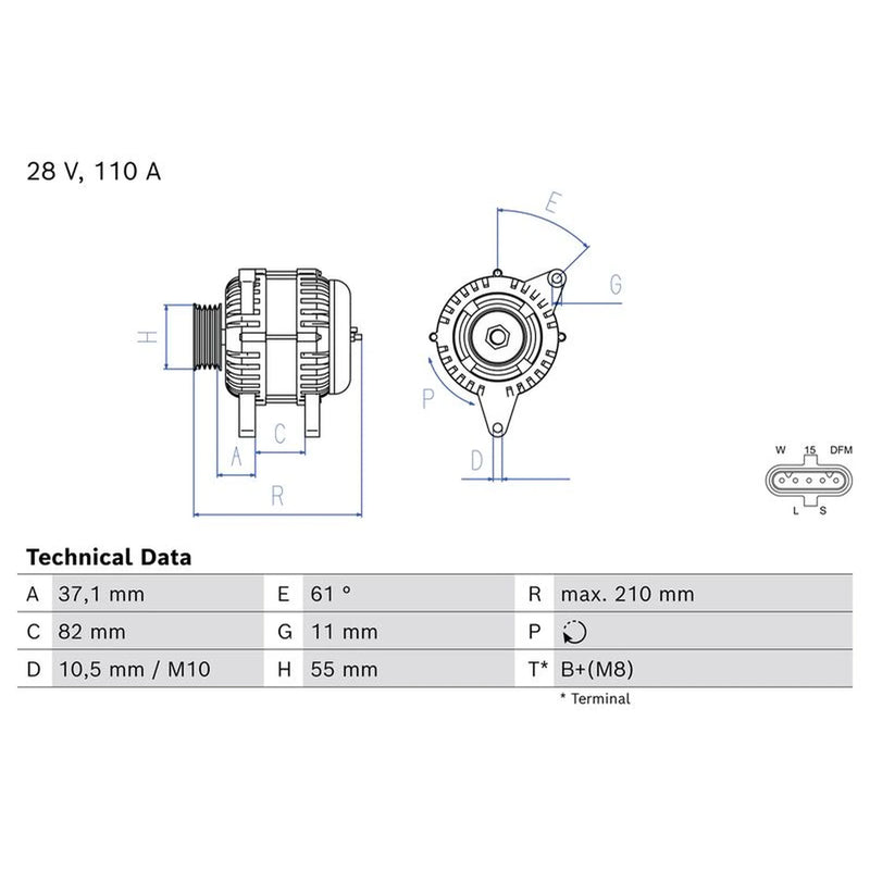 Bosch Car Alternator 12V 0 986 086 140