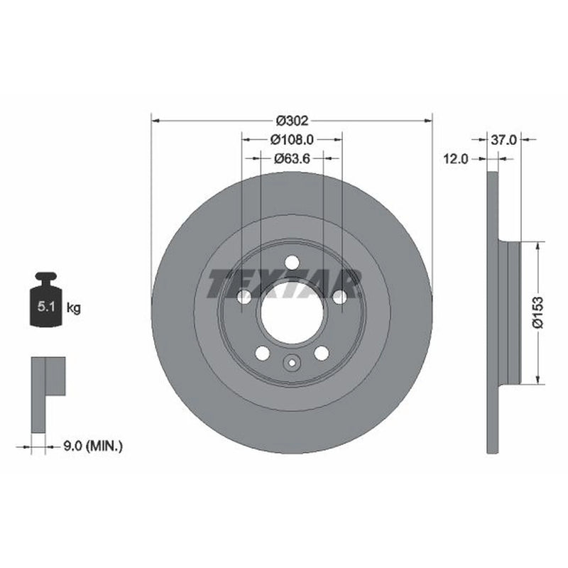 Textar 2 x Solid Rear Brake Discs 92304703-x2