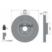Textar 2 x Vented Brake Discs 92122203