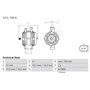 Bosch Car Alternator 12V 0 986 086 420