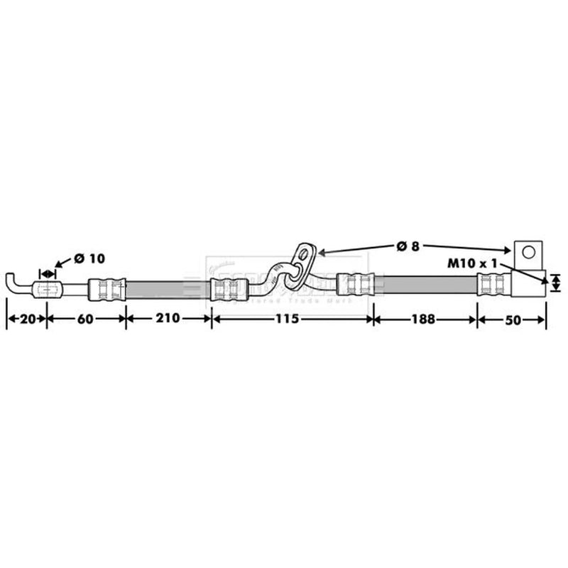 Borg & Beck Brake Hydraulic Hose Line Front Right BBH7478