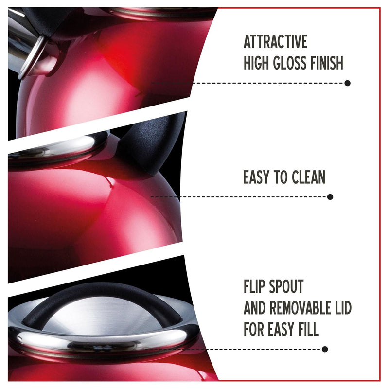MDS1203 Liberty Red 2.5 Litre Whistling Kettle CW-T056-B1R - Liberty Leisure UK - Van Life Living