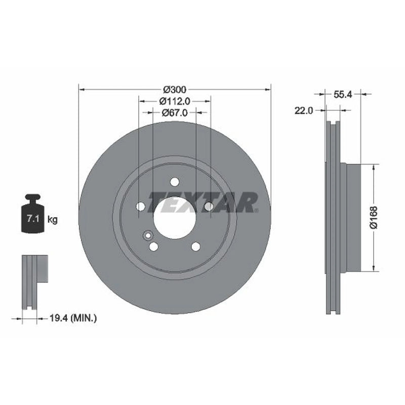 Textar 2 x Vented Rear Brake Discs 92137203-x2