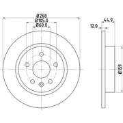 Mintex 2 x Solid Rear Brake Discs MDC2132-x2