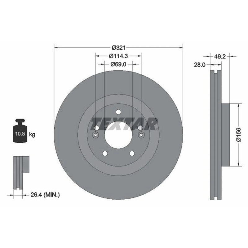 Textar 2 x Front Brake Discs 92242903-x2