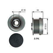 Gates Alternator Overrunning Freewheel Clutch OAP7202