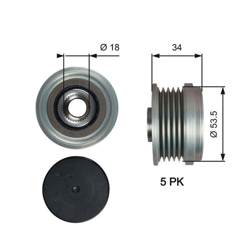 Gates Alternator Overrunning Freewheel Clutch OAP7202