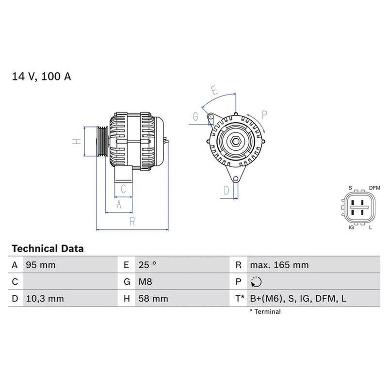 Bosch Car Alternator 12V 0 986 082 010