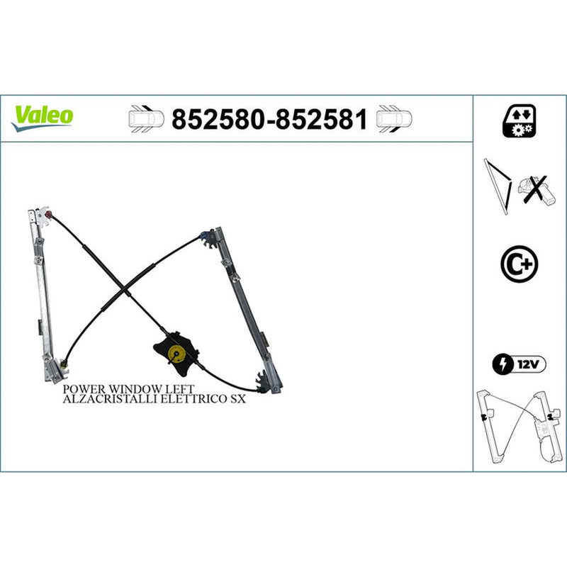 Valeo Electric Window Regulator Lifter Left Front 852580