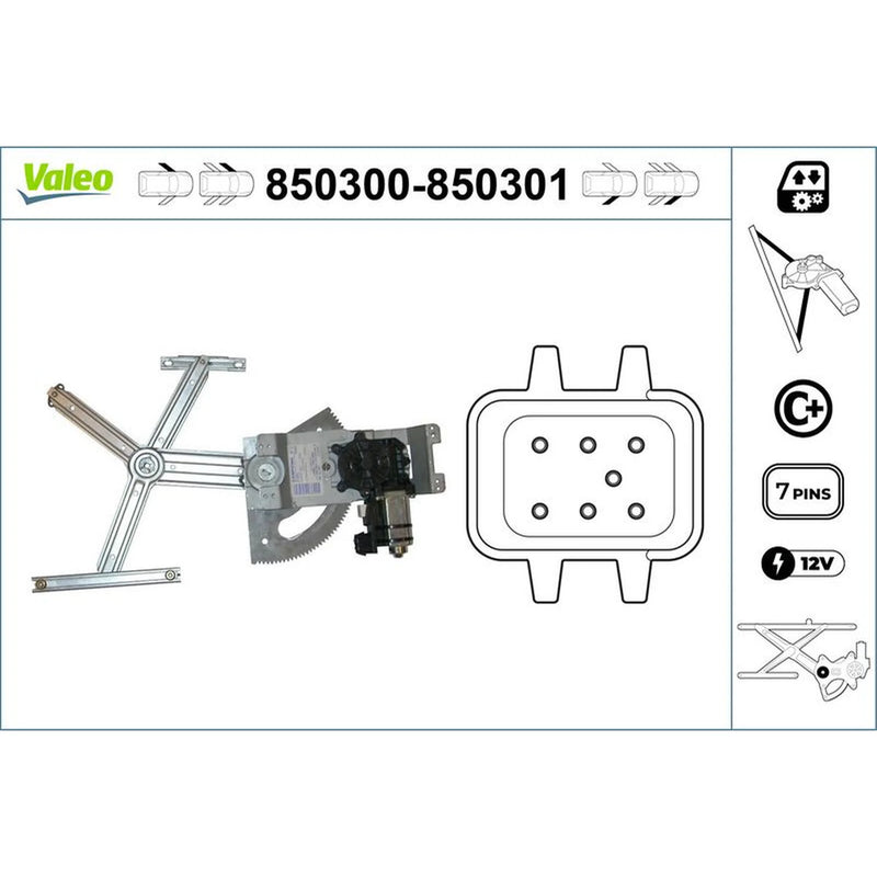 Valeo Electric Window Regulator Lifter Right Front 850301