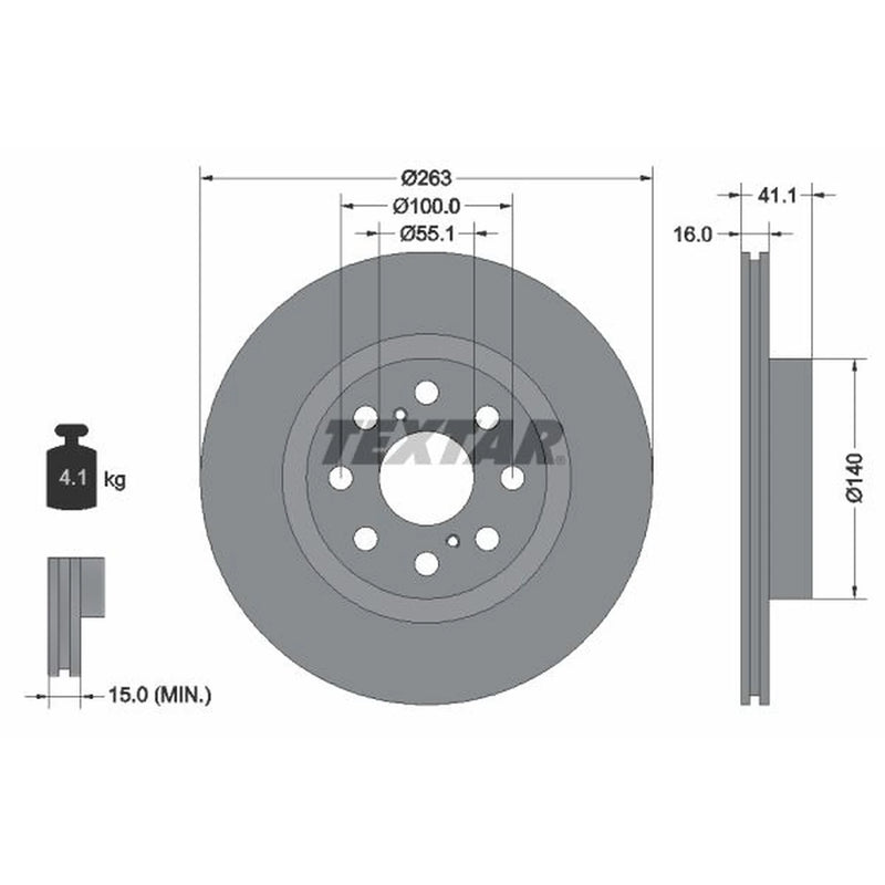 Textar 2 x Vented Rear Brake Discs 92149700