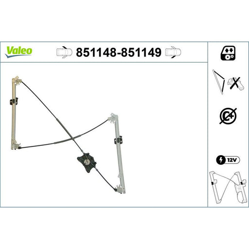 Valeo Electric Window Regulator Lifter Right Front 851149