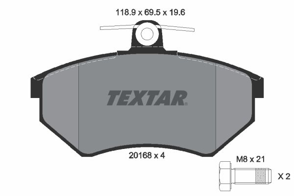 Textar Brake Pad Set Front 118.9mm x 69.5mm x 19.6mm 2016804