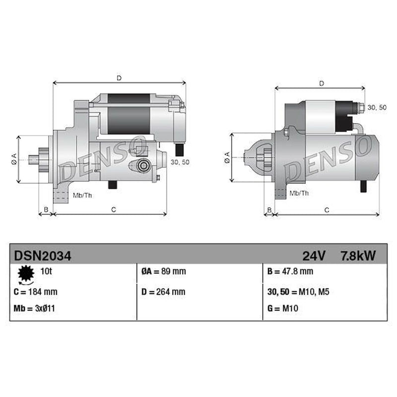Denso Starter Motor 24V 7.8kW 10 Teeth