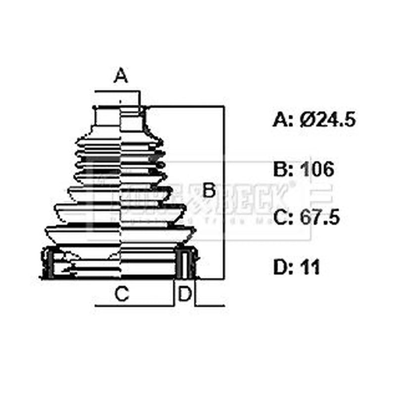 Borg & Beck Drive Shaft Bellow Kit transmission sided BCB6329