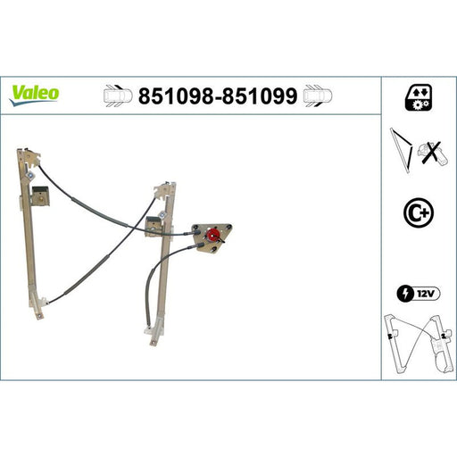 Valeo Electric Window Regulator Lifter Right Front 851099