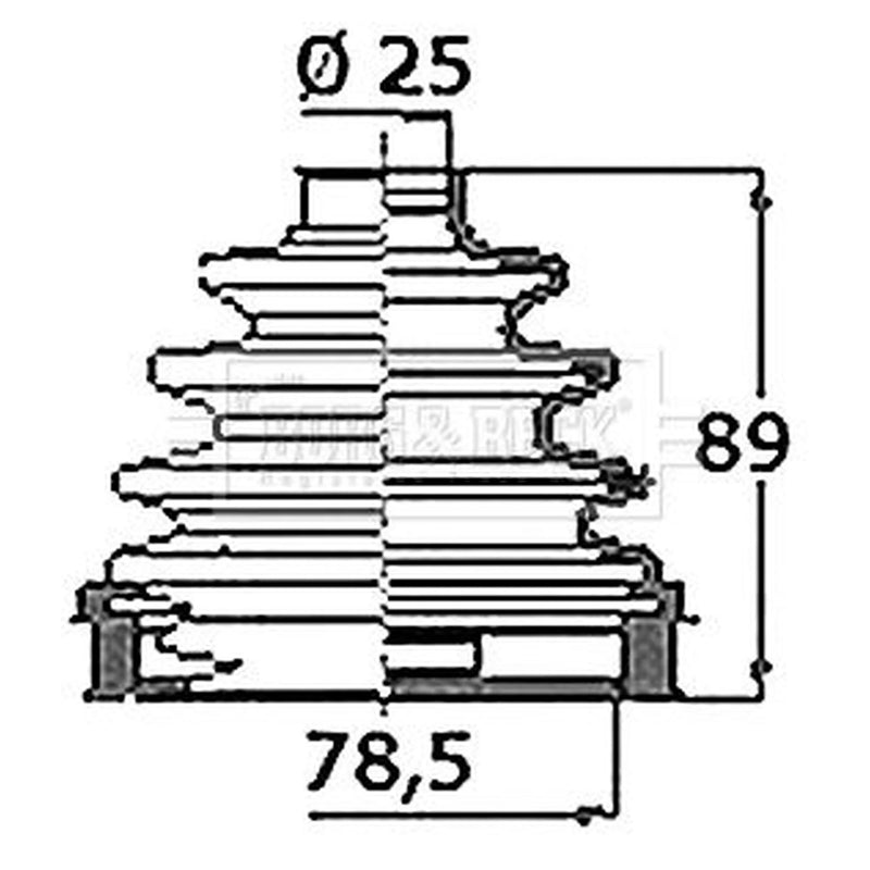 Borg & Beck Drive Shaft Bellow Kit transmission sided BCB6419