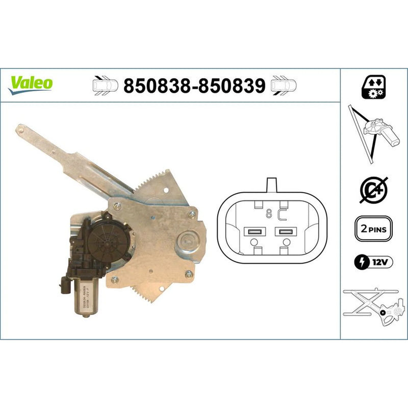 Valeo Electric Window Regulator Lifter Left Rear 850838