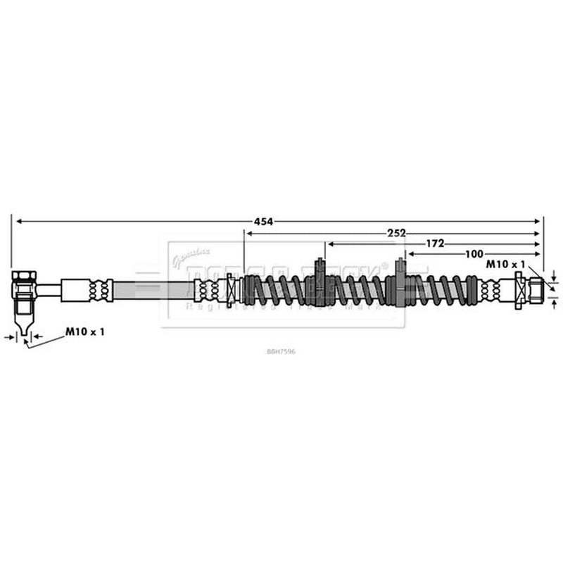Borg & Beck Brake Hydraulic Hose Line Front Right BBH7596