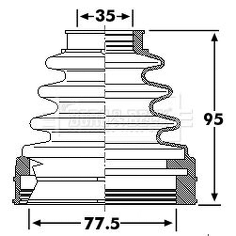 Borg & Beck Drive Shaft Bellow Kit transmission sided BCB6243