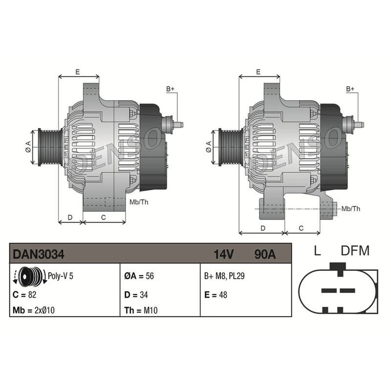 Denso Car Alternator 12V fits Audi A3 2004-2013 2.0