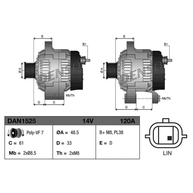Denso Car Alternator 12V DAN1525