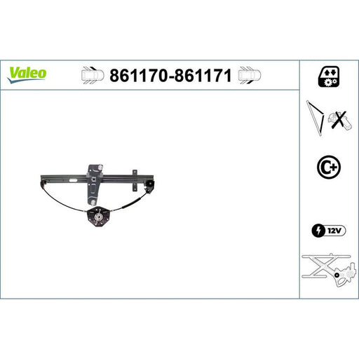 Valeo Electric Window Regulator Lifter Left Front 861170