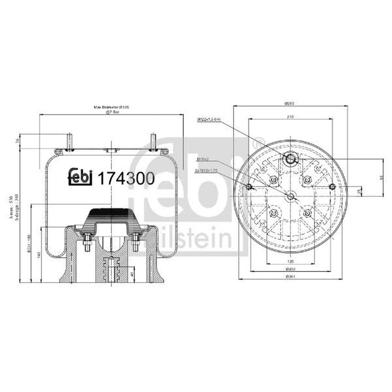 Febi Air Suspension Bellow 261mm 174300