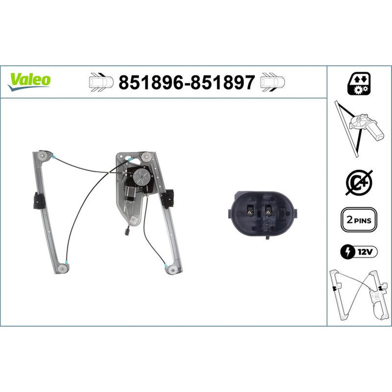 Valeo Electric Window Regulator Lifter Left Front 851896