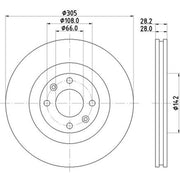 Mintex 2 x Internally Vented Brake Discs MDC1288