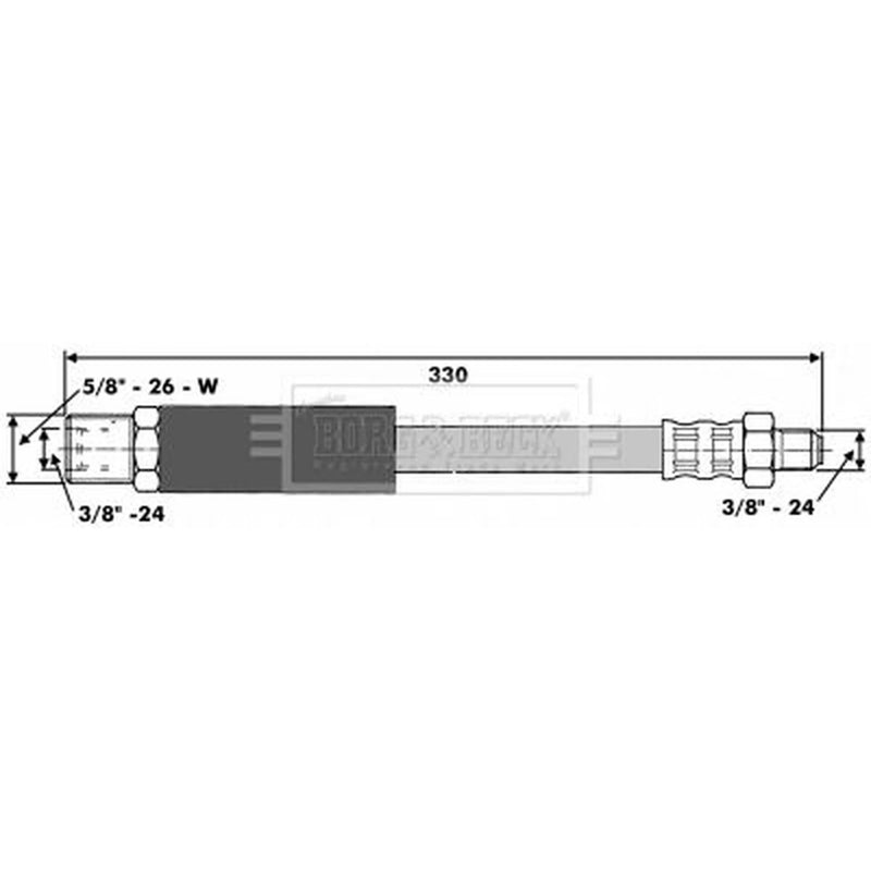 Borg & Beck Brake Hydraulic Hose Line Front Right BBH6538