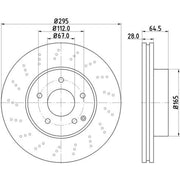 Mintex 2 x Perforated Front Brake Discs MDC2214-x2