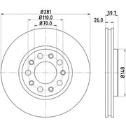 Mintex 2 x Vented Front Brake Discs MDC2258-x2