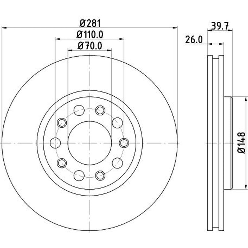 Mintex 2 x Vented Front Brake Discs MDC2258-x2