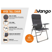 Vango Hyde Tall Camping Chair Tall Shadow Grey - Vango - Van Life Living