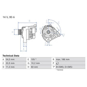 Bosch Car Alternator 12V 0 986 087 080