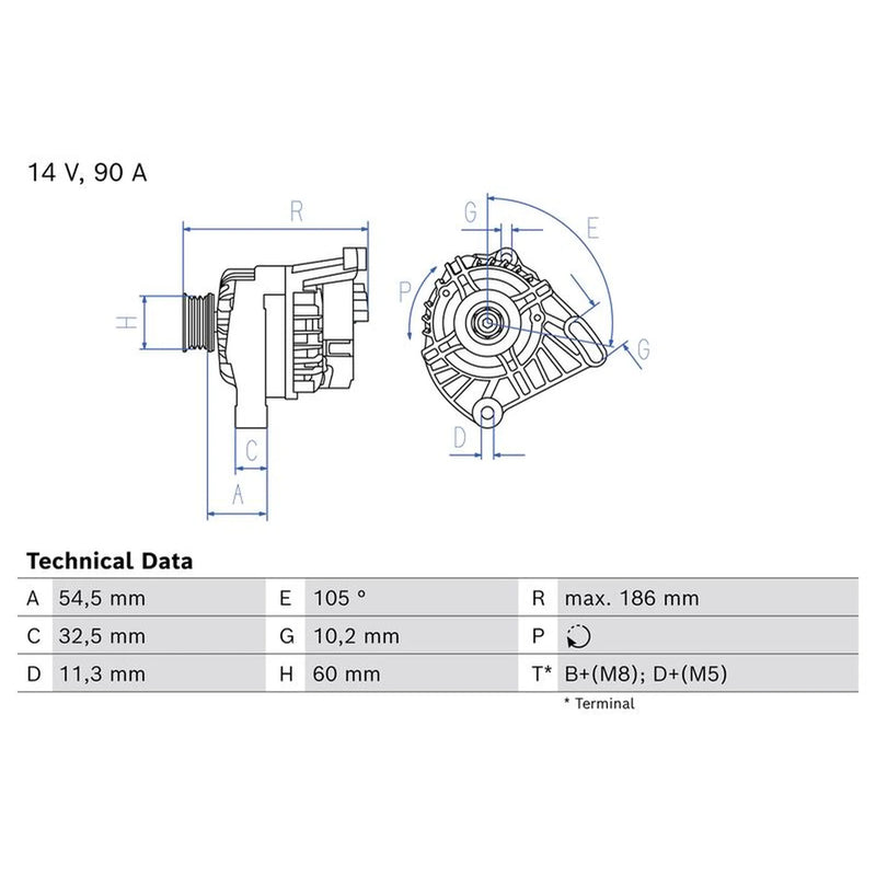 Bosch Car Alternator 12V 0 986 087 080