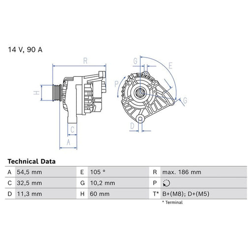 Bosch Car Alternator 12V 0 986 087 080