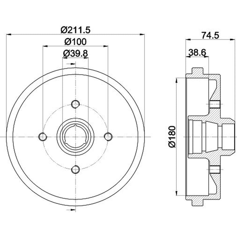 Mintex Brake Drum Assembly Rear MBD014