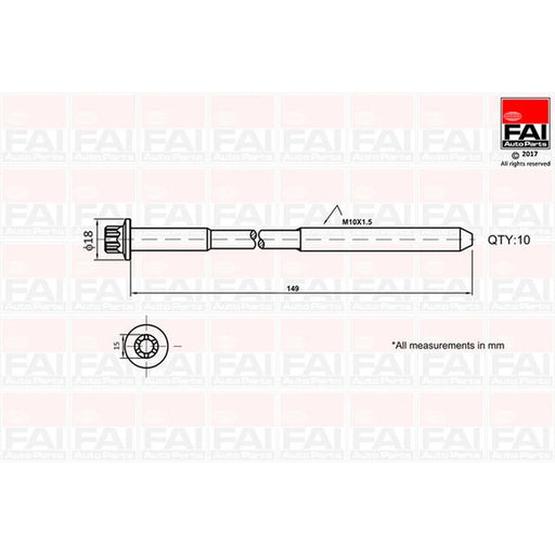 FAI Cylinder Head Bolt Set M10 x 1.5 B1136