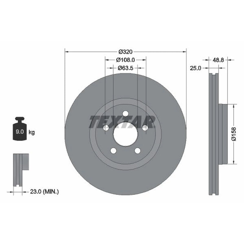 Textar 2 x Vented Front Brake Discs 92326103-x2