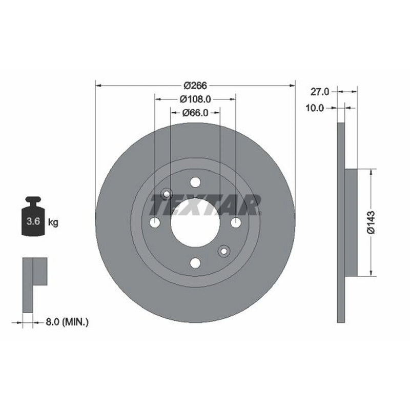 Textar 2 x Solid Brake Discs 92029900
