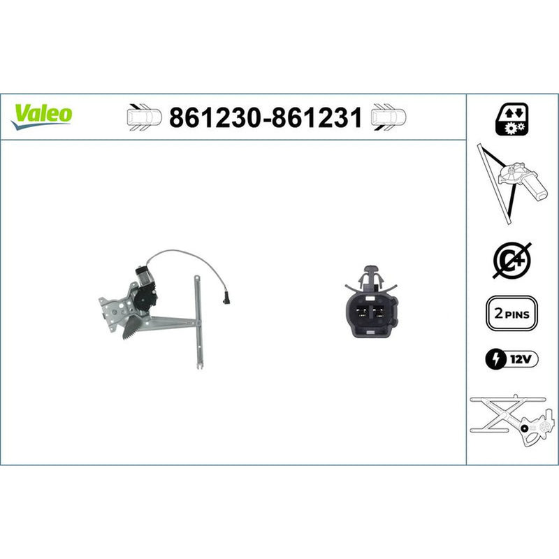 Valeo Electric Window Regulator Lifter Left Rear 861230